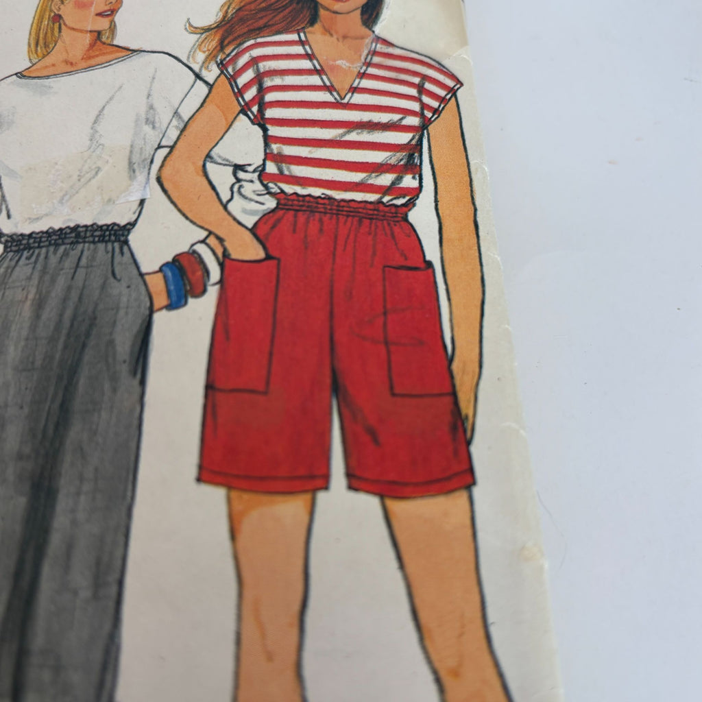 Butterick Sewing Pattern 6552 Shorts Skirt Pants 1980s Summer CUT 14 16 18