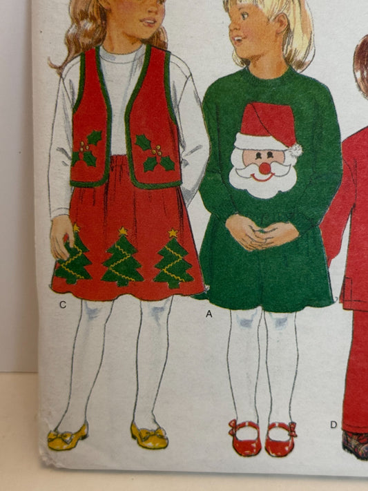 Butterick Sewing Pattern 4650 Kids Holiday Dress Jumpers Outfit Girls 2-5 Uncut