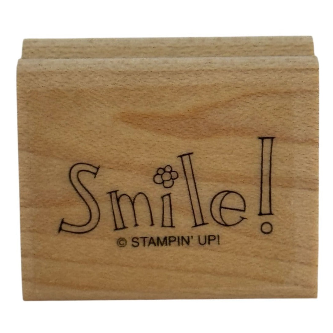 Stampin Up Rubber Stamp Smile Word Flower Friendship Card Making Sentiment Word