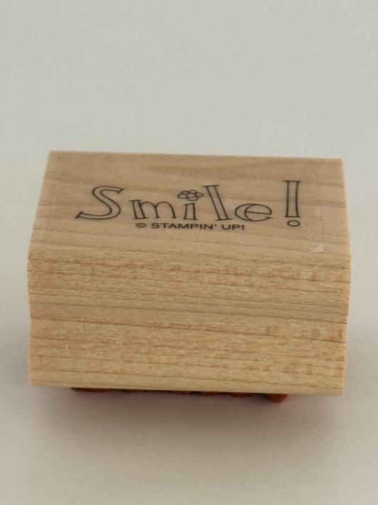 Stampin Up Rubber Stamp Smile Word Flower Friendship Card Making Sentiment Word