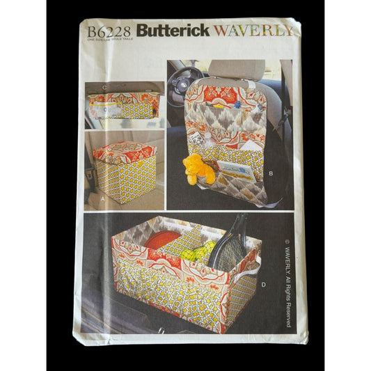 Butterick Sewing Pattern B6228 Car Grocery Organizer Trunk Box Seat Back Visor