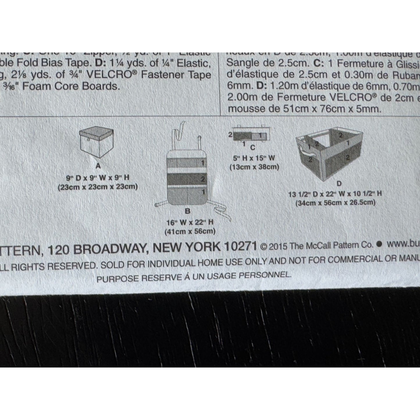 Butterick Sewing Pattern B6228 Car Grocery Organizer Trunk Box Seat Back Visor