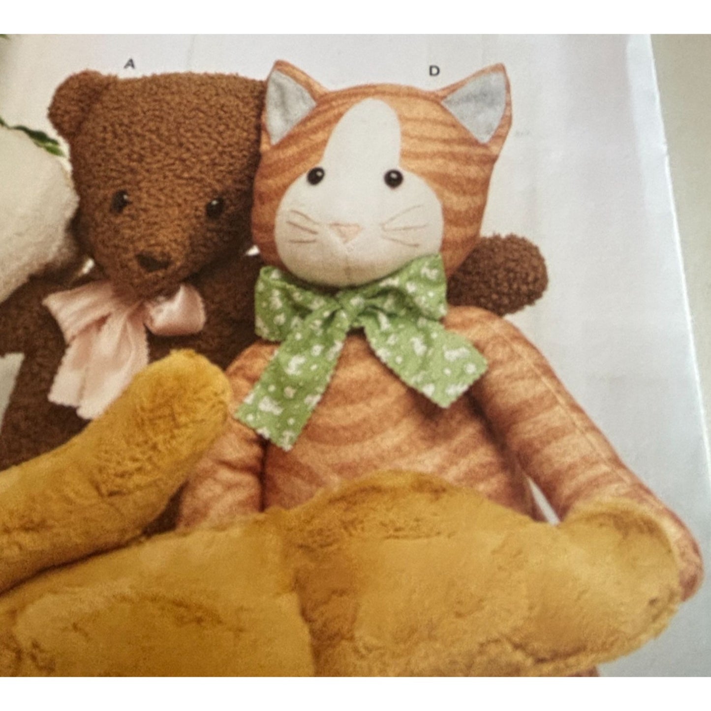 Simplicity Sewing Pattern S9583 Poseable Plush Stuffed Animals Cat Bear Dog UC