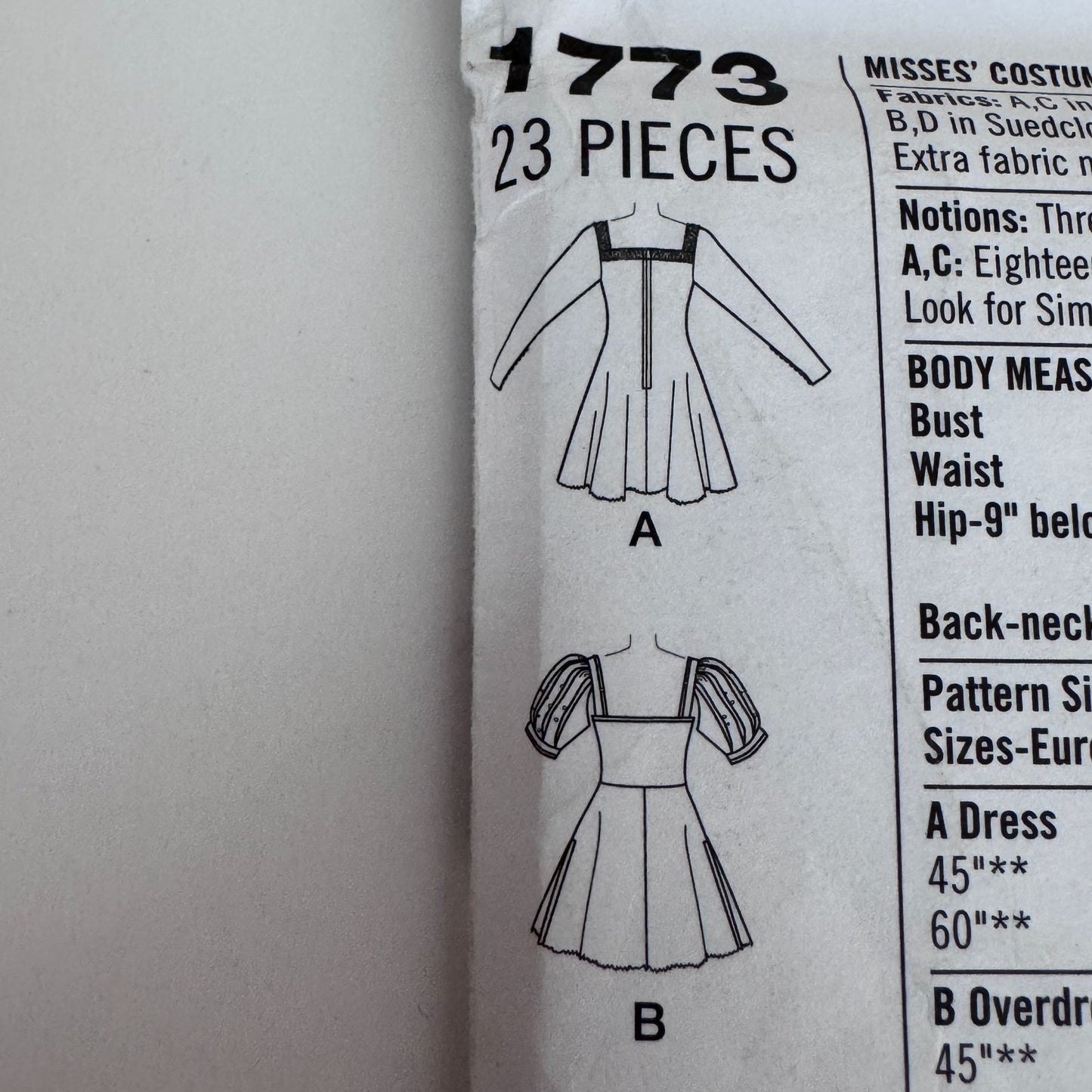 Simplicity Sewing Pattern 1773 Medieval Costume Dresses Sizes 6-14