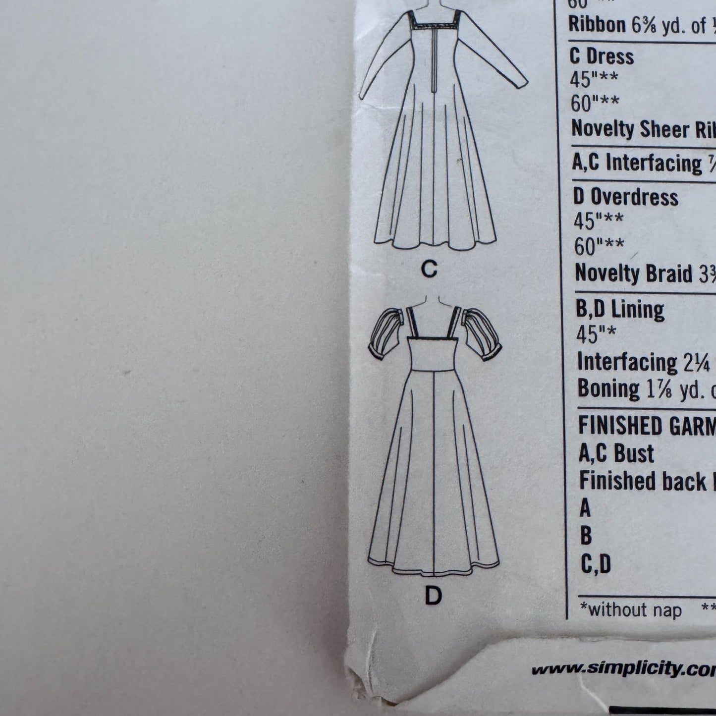 Simplicity Sewing Pattern 1773 Medieval Costume Dresses Sizes 6-14