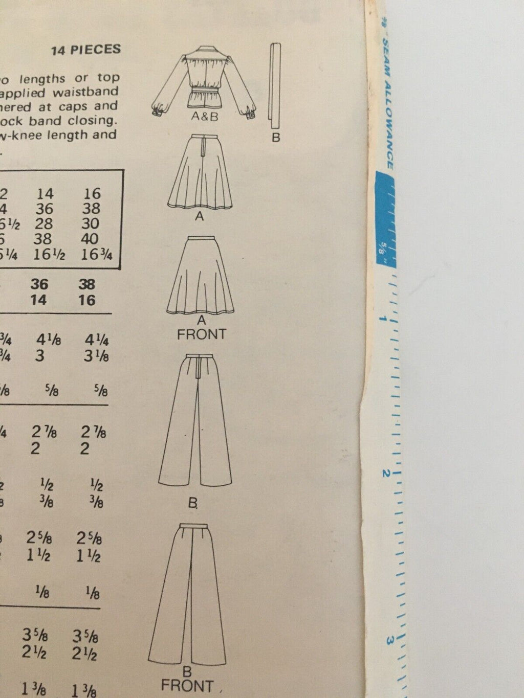 Butterick Sewing Pattern 4028 Dress Shirt Skirt Pants 1970s Vintage Retro 8 UC