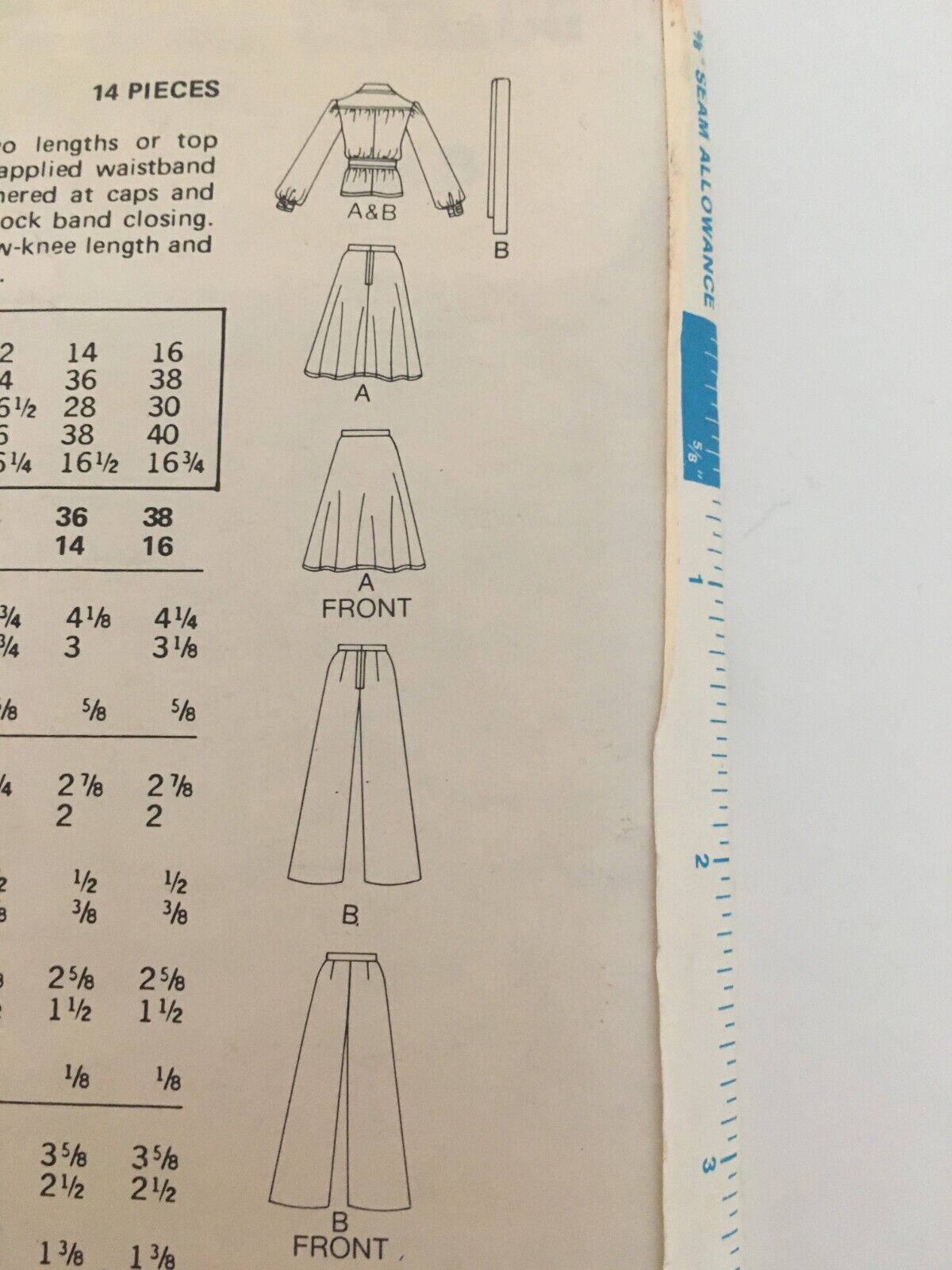 Butterick Sewing Pattern 4028 Dress Shirt Skirt Pants 1970s Vintage Retro 8 UC