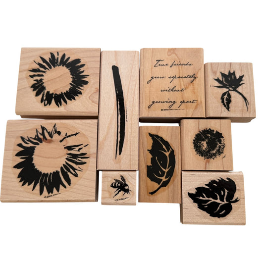 Stampin Up Rubber Stamp Set Definitely Decorative Serene Sunflower Bee Friends