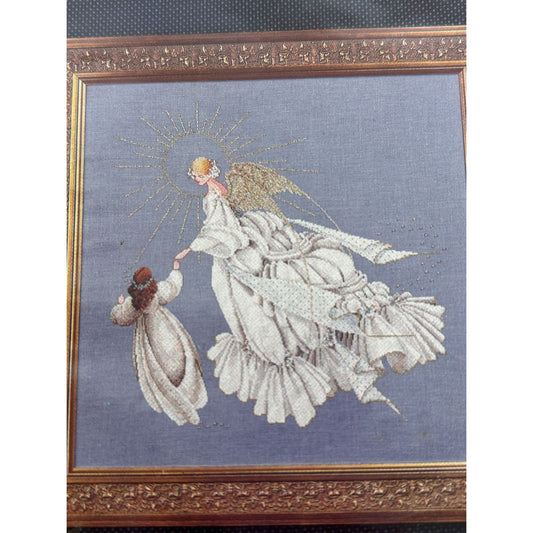 Lavender and Lace Cross Stitch Pattern Angel of Mercy Holding Hands with Child