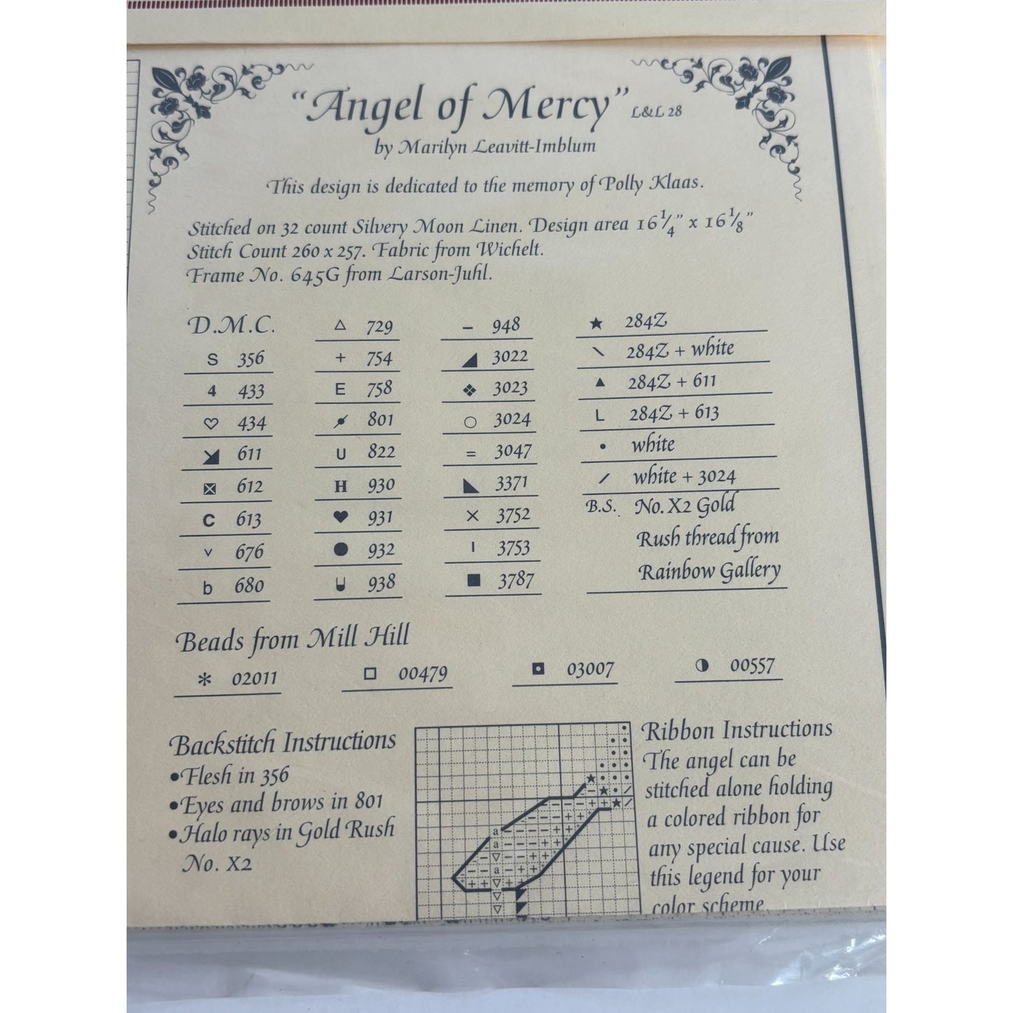 Lavender and Lace Cross Stitch Pattern Angel of Mercy Holding Hands with Child