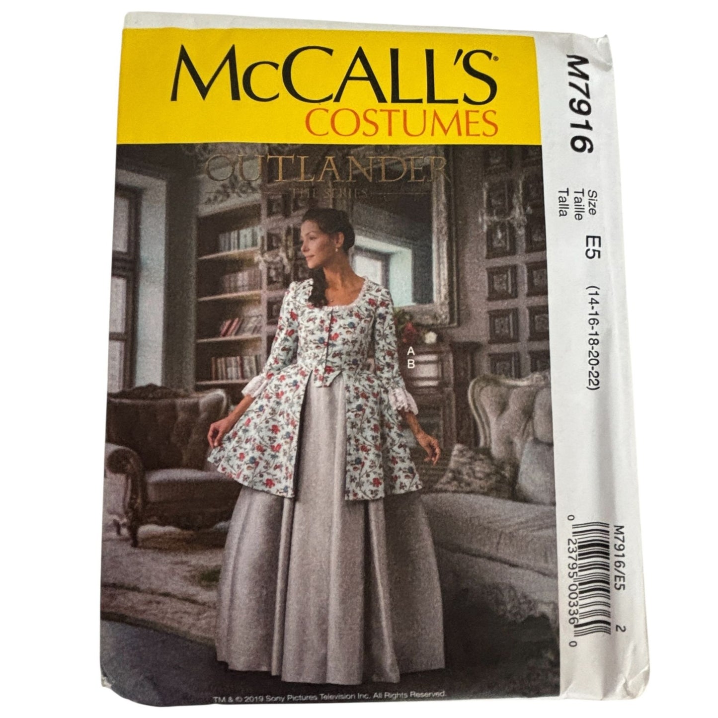 McCalls Sewing Pattern M7916 Outlander Costume Dress Caraco Jacket Pleated Full Skirt 14-22 Uncut