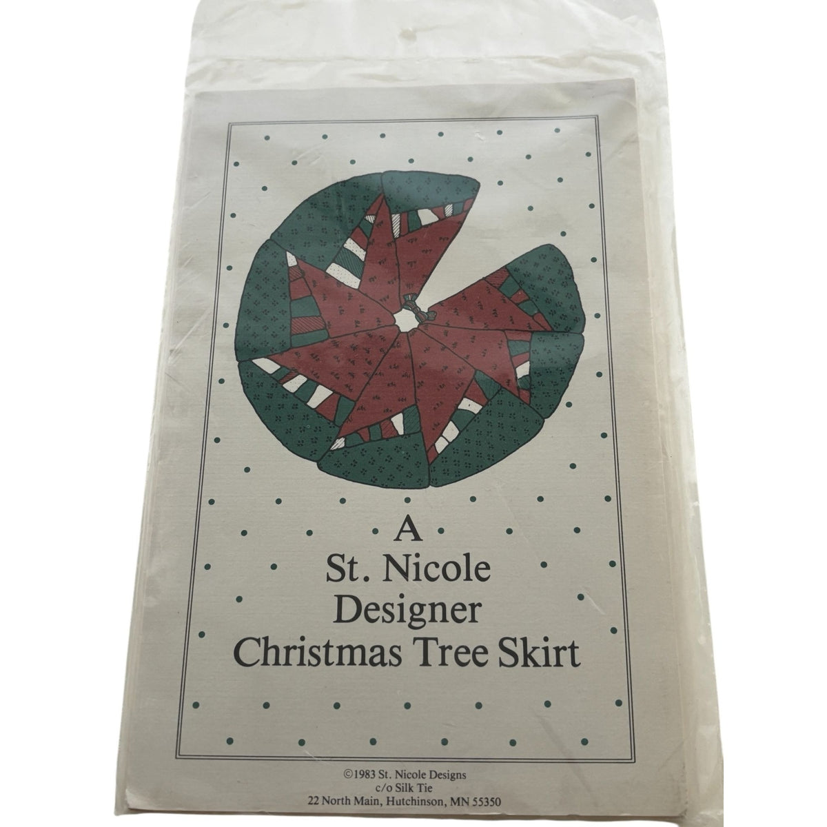 St Nicole Designer Christmas Tree Skirt Quilting Pattern Holiday Home Decor 1983