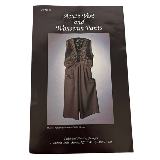 Misses Outfit Sewing Pattern Vest One Seam Pants Wide Leg Culottes Mirman Uncut