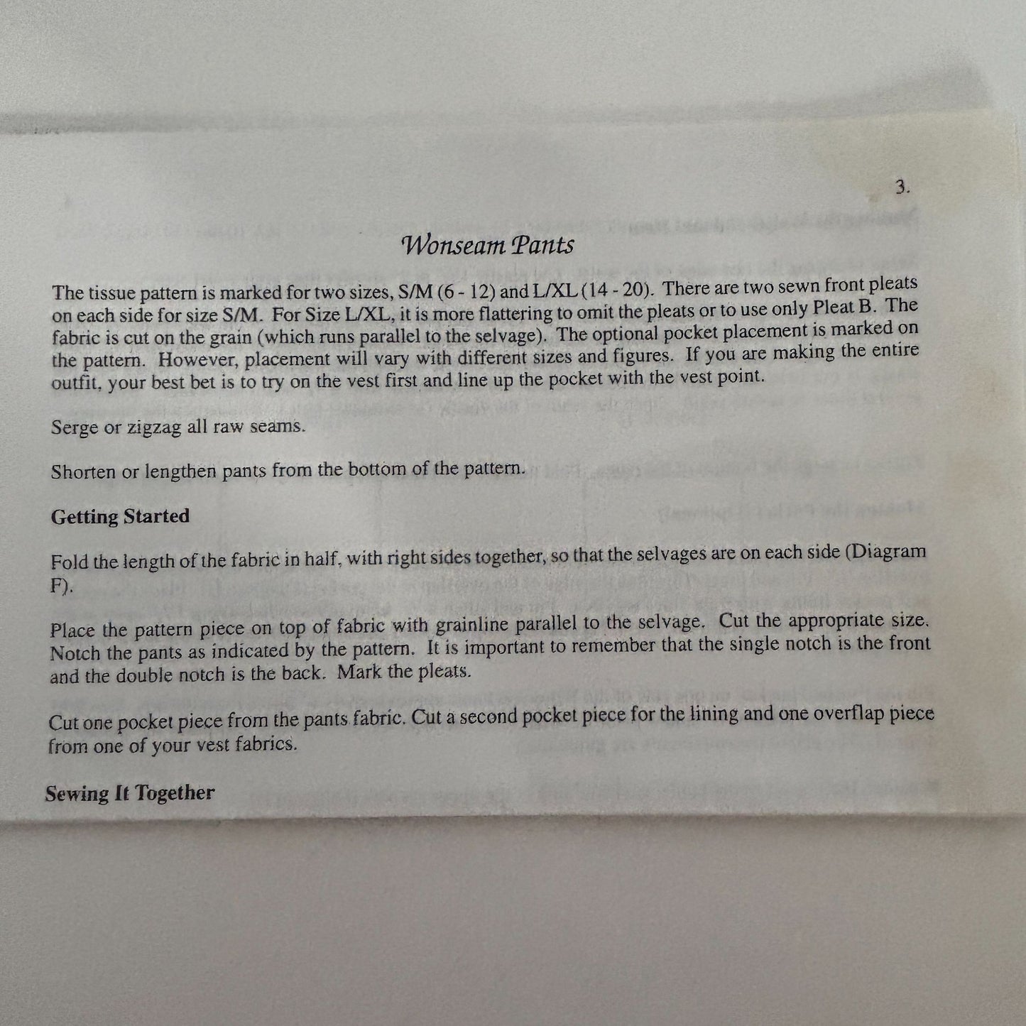 Misses Outfit Sewing Pattern Vest One Seam Pants Wide Leg Culottes Mirman Uncut