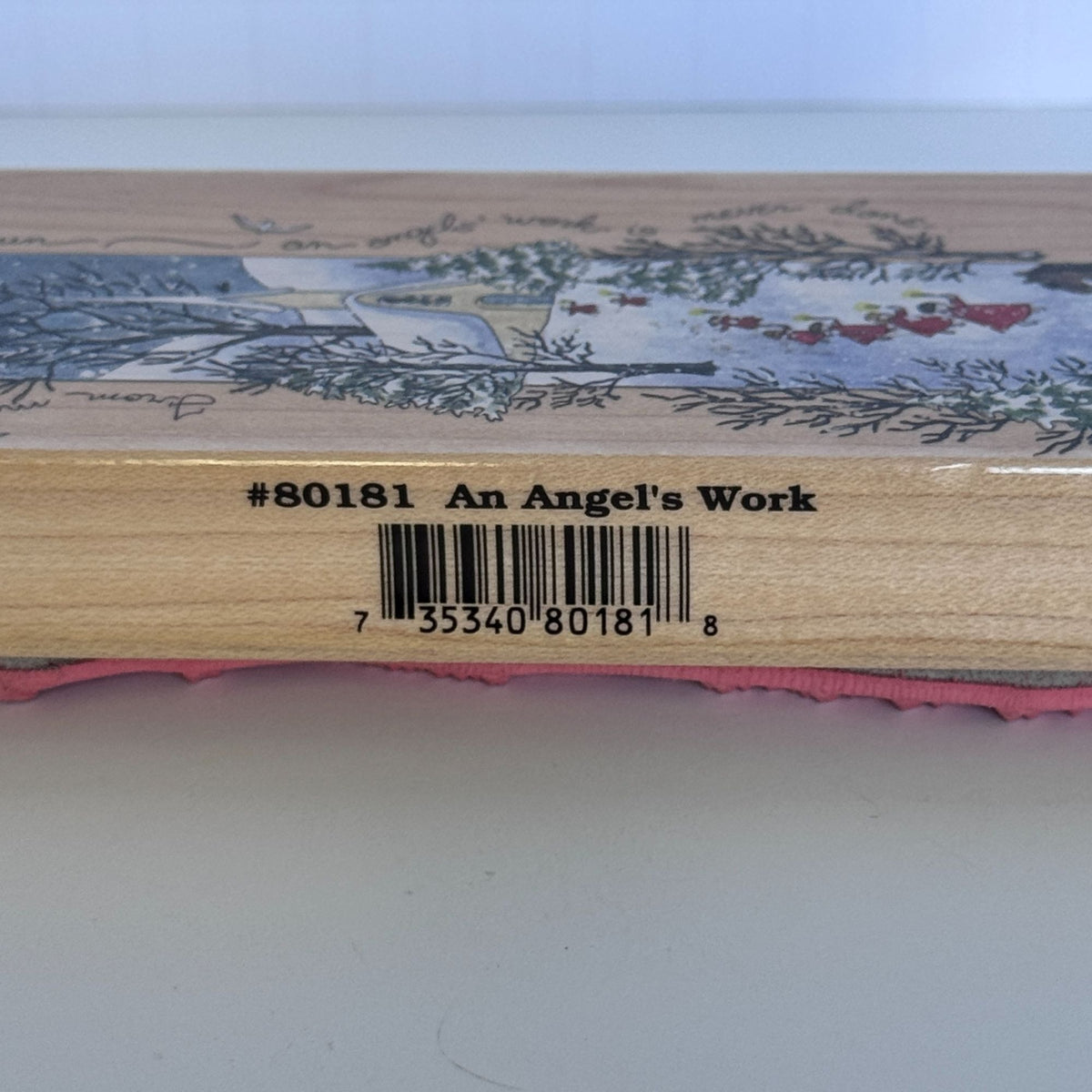 Stamps Happen Rubber Stamp An Angels Work Vertical Christmas Church Snowy Village Sleigh Cardmaking