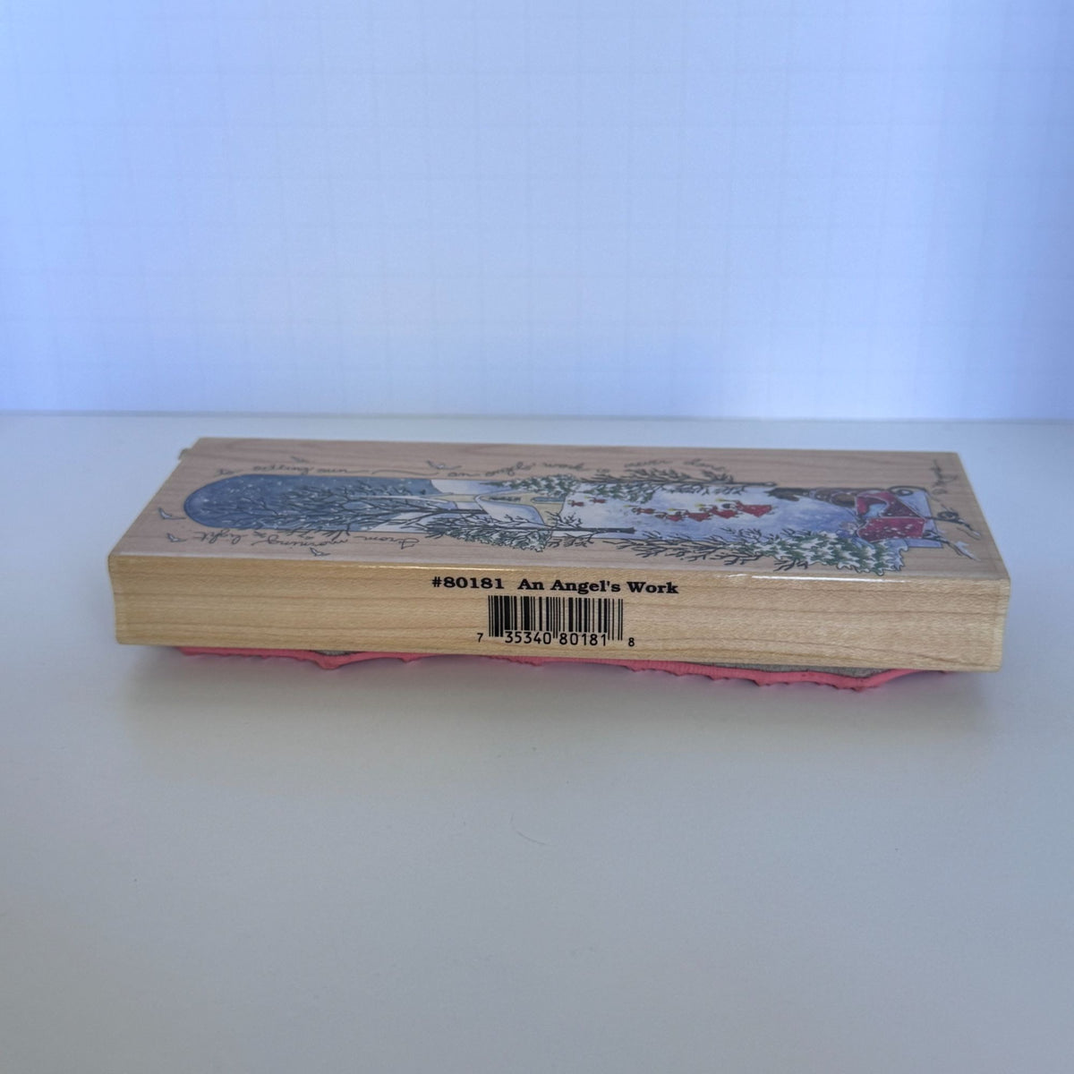 Stamps Happen Rubber Stamp An Angels Work Vertical Christmas Church Snowy Village Sleigh Cardmaking
