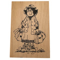 Judith  Wooden Rubber Stamp Straight Hair Bag Lady Shopping Smile Grandma S-03