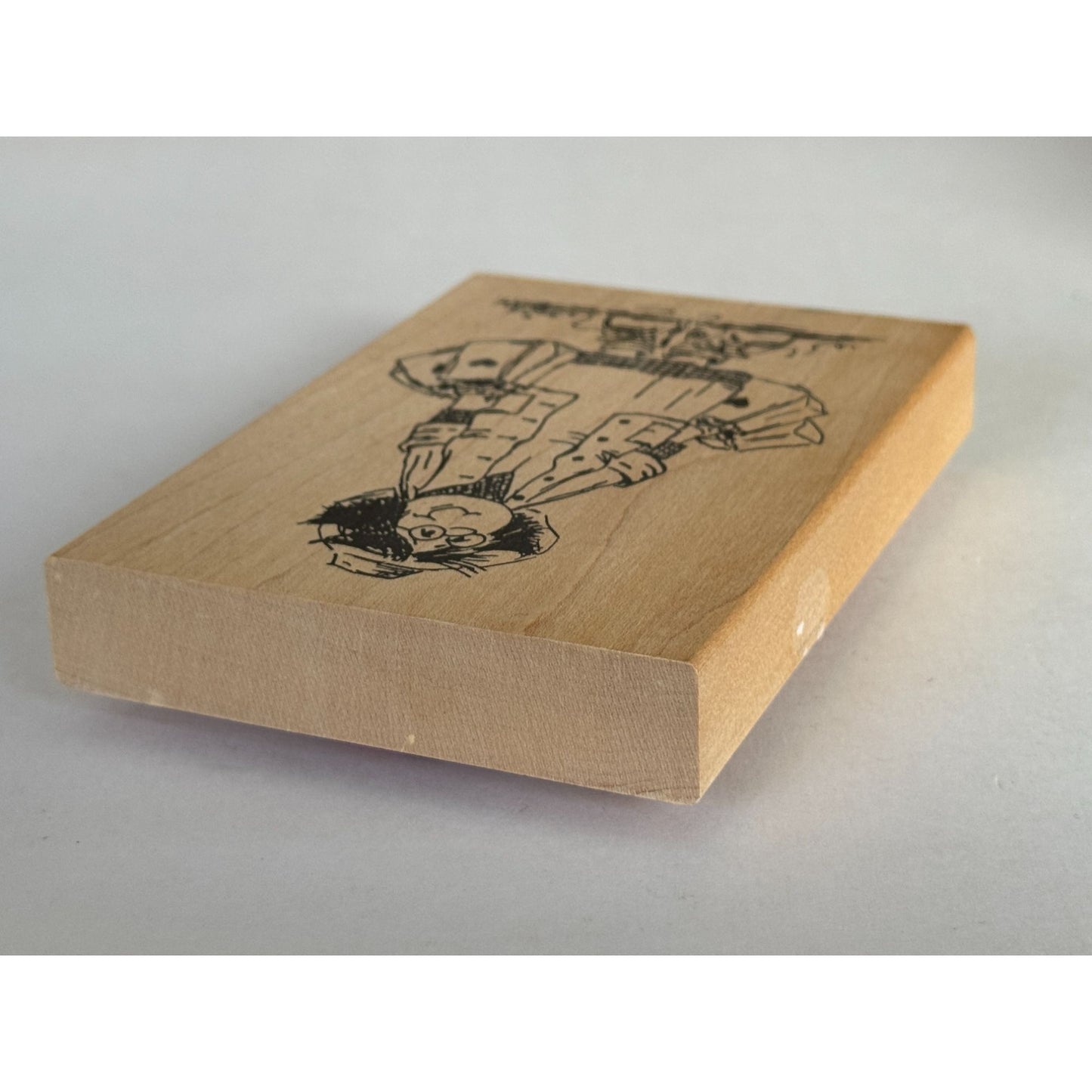 Judith  Wooden Rubber Stamp Straight Hair Bag Lady Shopping Smile Grandma S-03