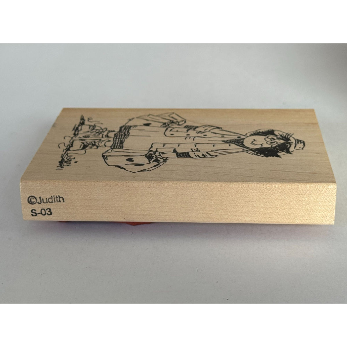 Judith  Wooden Rubber Stamp Straight Hair Bag Lady Shopping Smile Grandma S-03