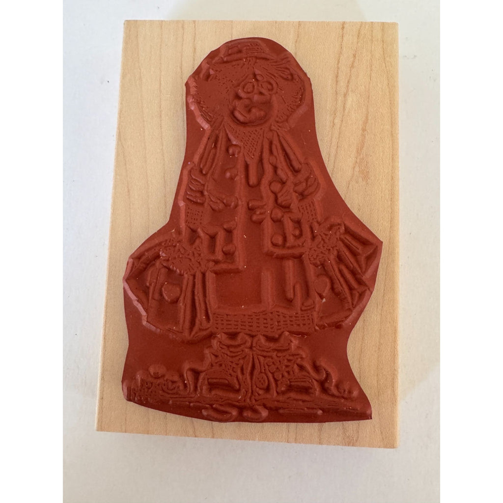 Judith  Wooden Rubber Stamp Straight Hair Bag Lady Shopping Smile Grandma S-03