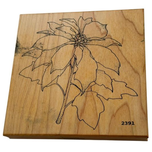 Co-Motion Rubber Stamp Poinsettia Flower Large Christmas Holidays Card Making