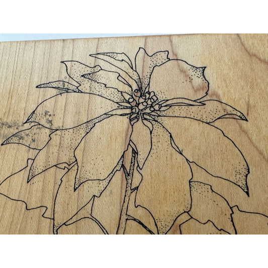 Co-Motion Rubber Stamp Poinsettia Flower Large Christmas Holidays Card Making