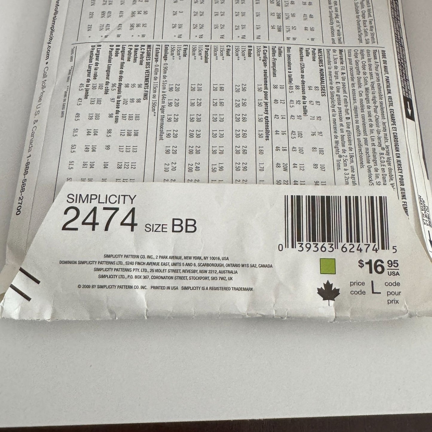 Simplicity Sewing Pattern 2474 Jacket Dress Top Pants Outfit Plus Size 20W-28W