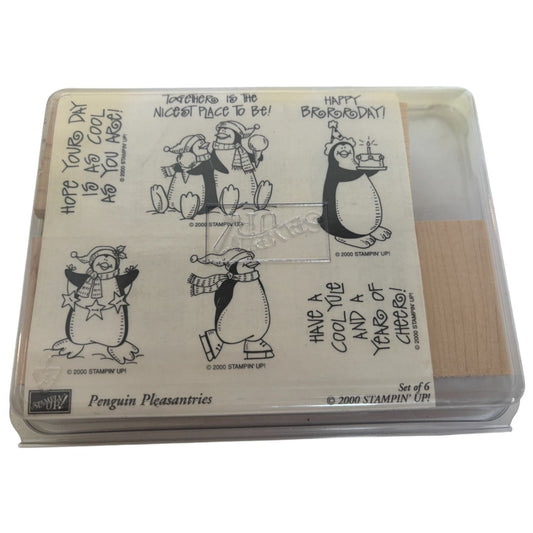 Stampin Up Rubber Stamp Set Penguin Pleasantries Funny Birthday Card Making Pun
