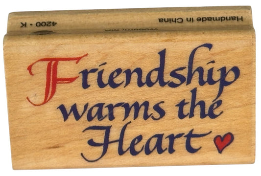 Inkadinkado Rubber Stamp Friendship Warms The Heart Card Making Words Friend