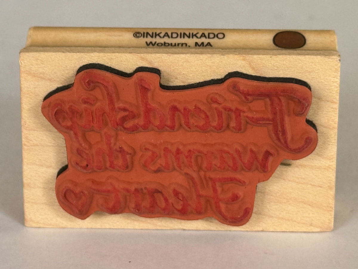 Inkadinkado Rubber Stamp Friendship Warms The Heart Card Making Words Friend