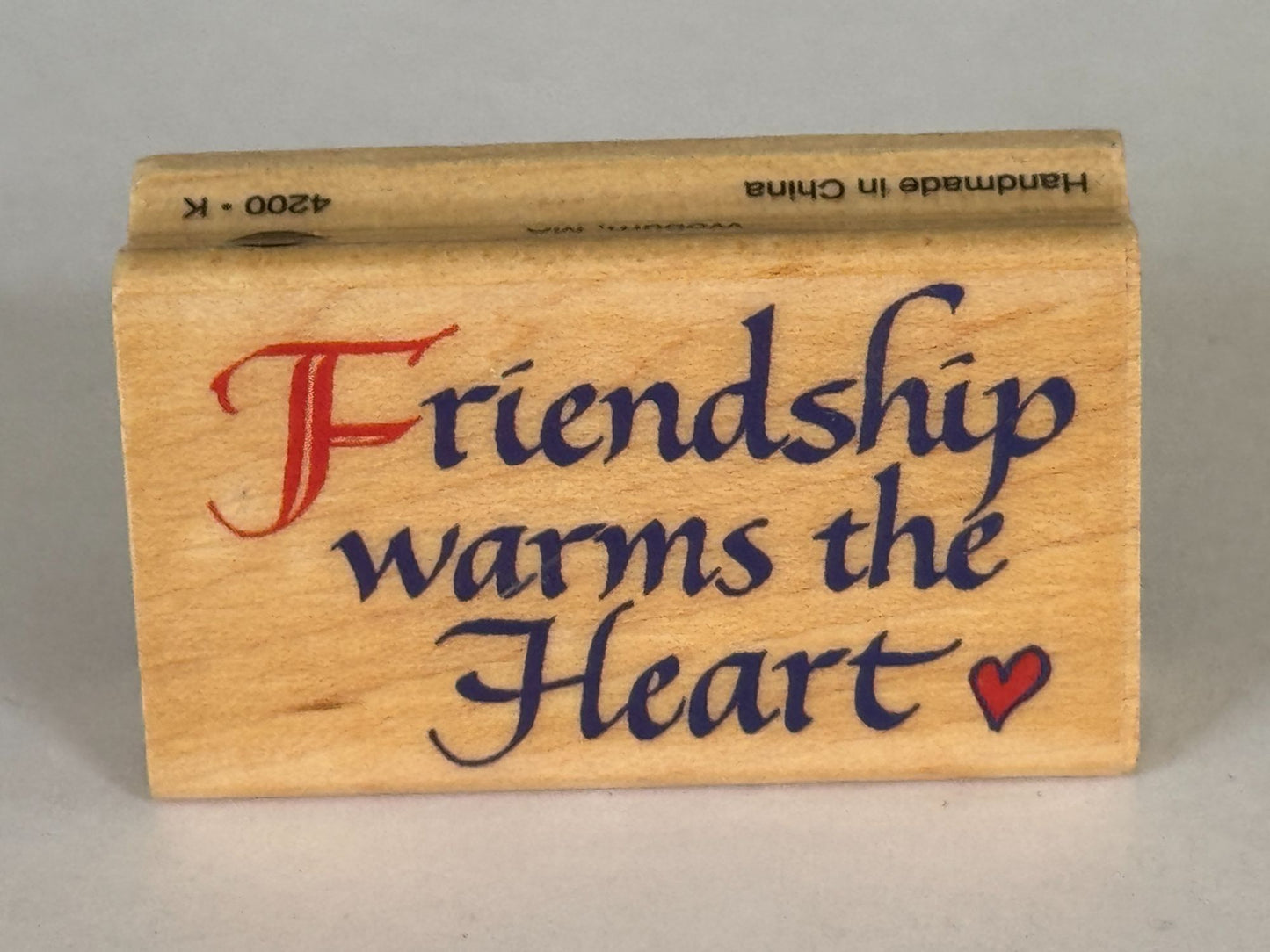 Inkadinkado Rubber Stamp Friendship Warms The Heart Card Making Words Friend