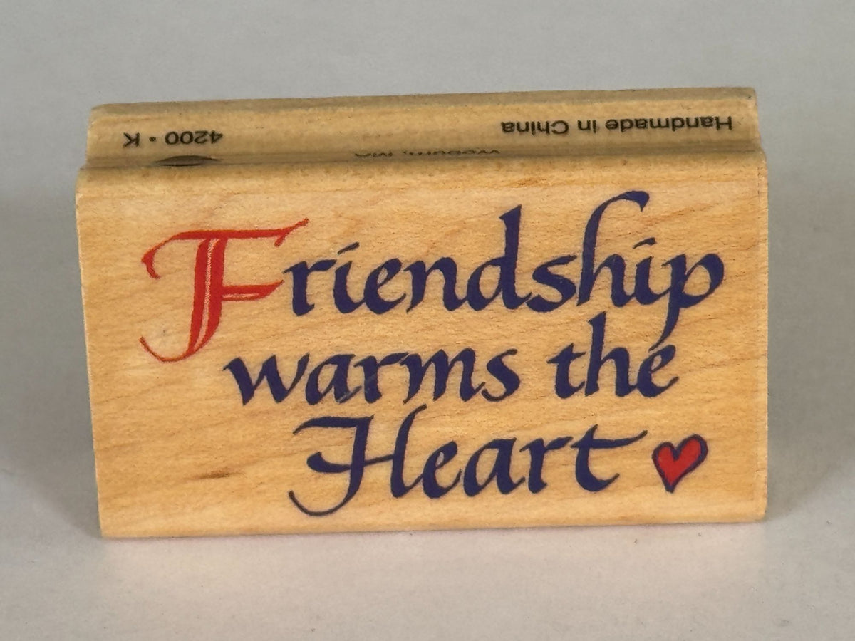 Inkadinkado Rubber Stamp Friendship Warms The Heart Card Making Words Friend