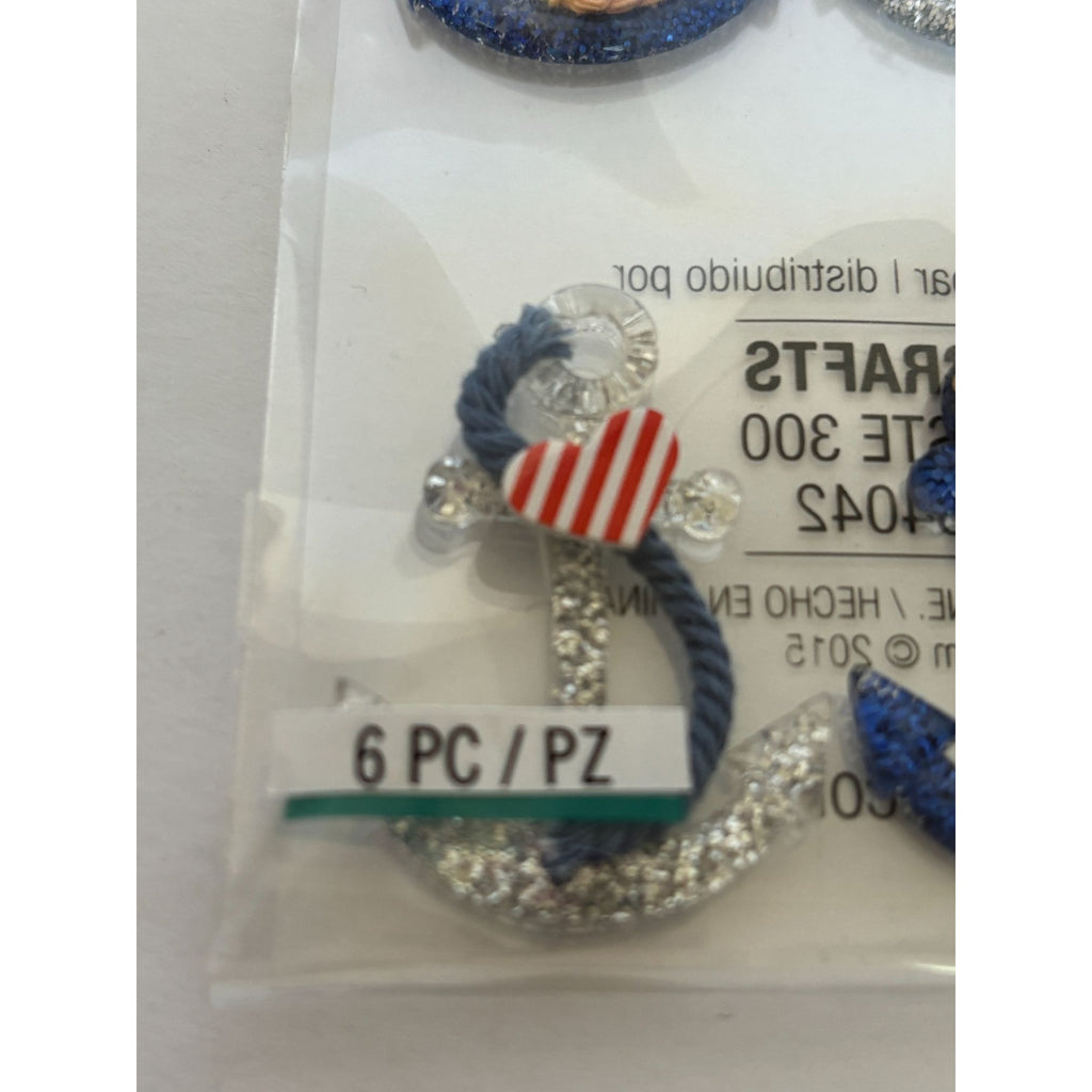 Jolees Boutique Nautical Anchors Repeat Embellishments Glitter Rope Accents 6 Pc