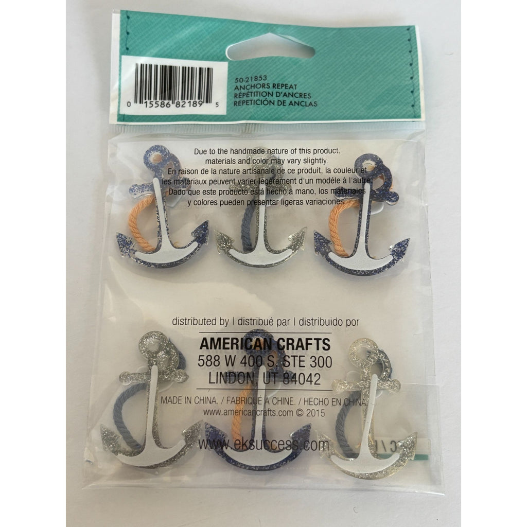 Jolees Boutique Nautical Anchors Repeat Embellishments Glitter Rope Accents 6 Pc