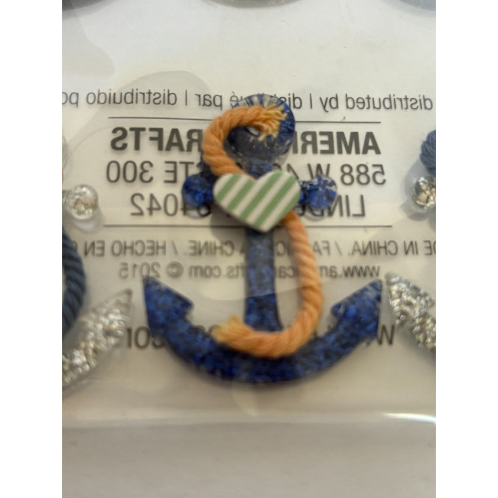 Jolees Boutique Nautical Anchors Repeat Embellishments Glitter Rope Accents 6 Pc