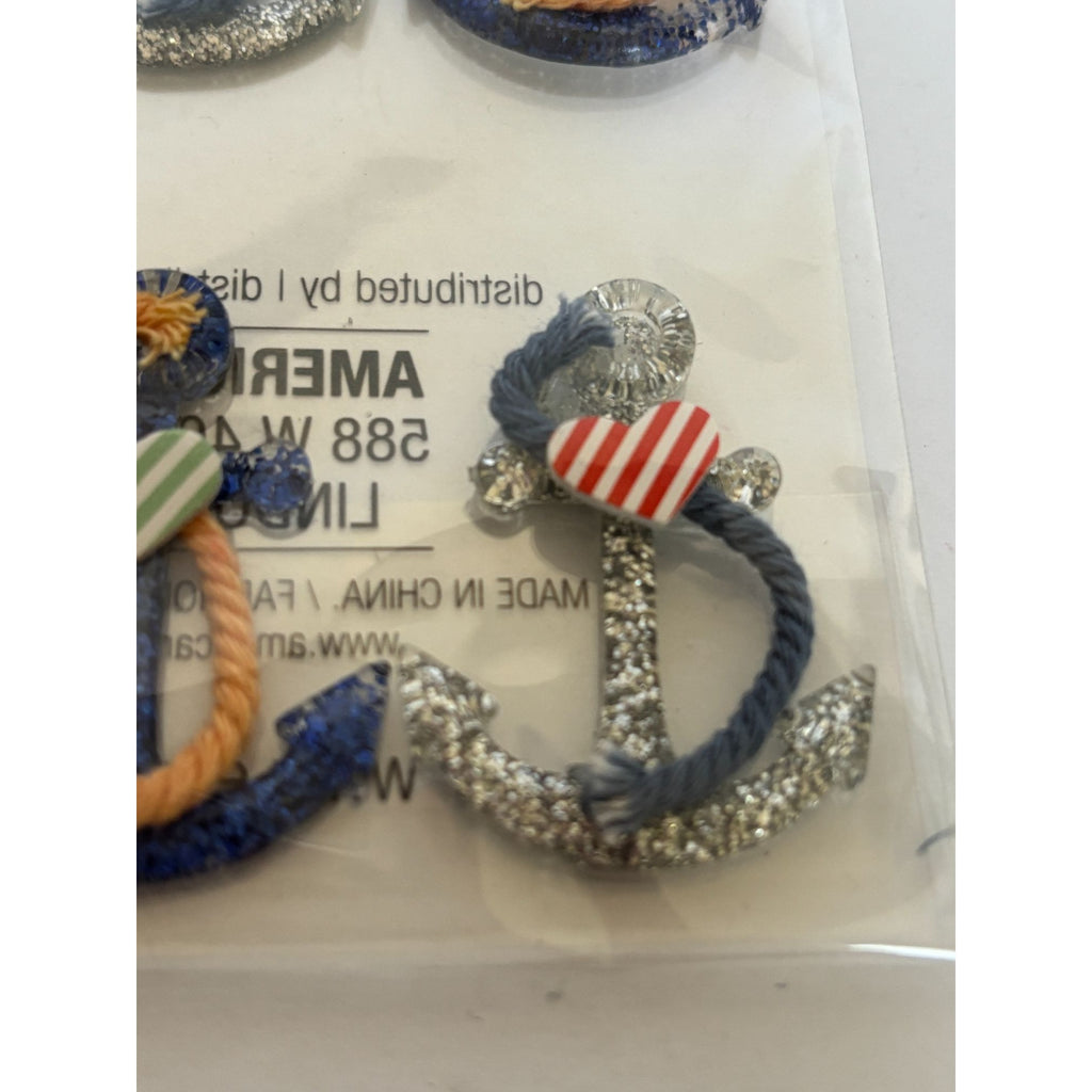 Jolees Boutique Nautical Anchors Repeat Embellishments Glitter Rope Accents 6 Pc