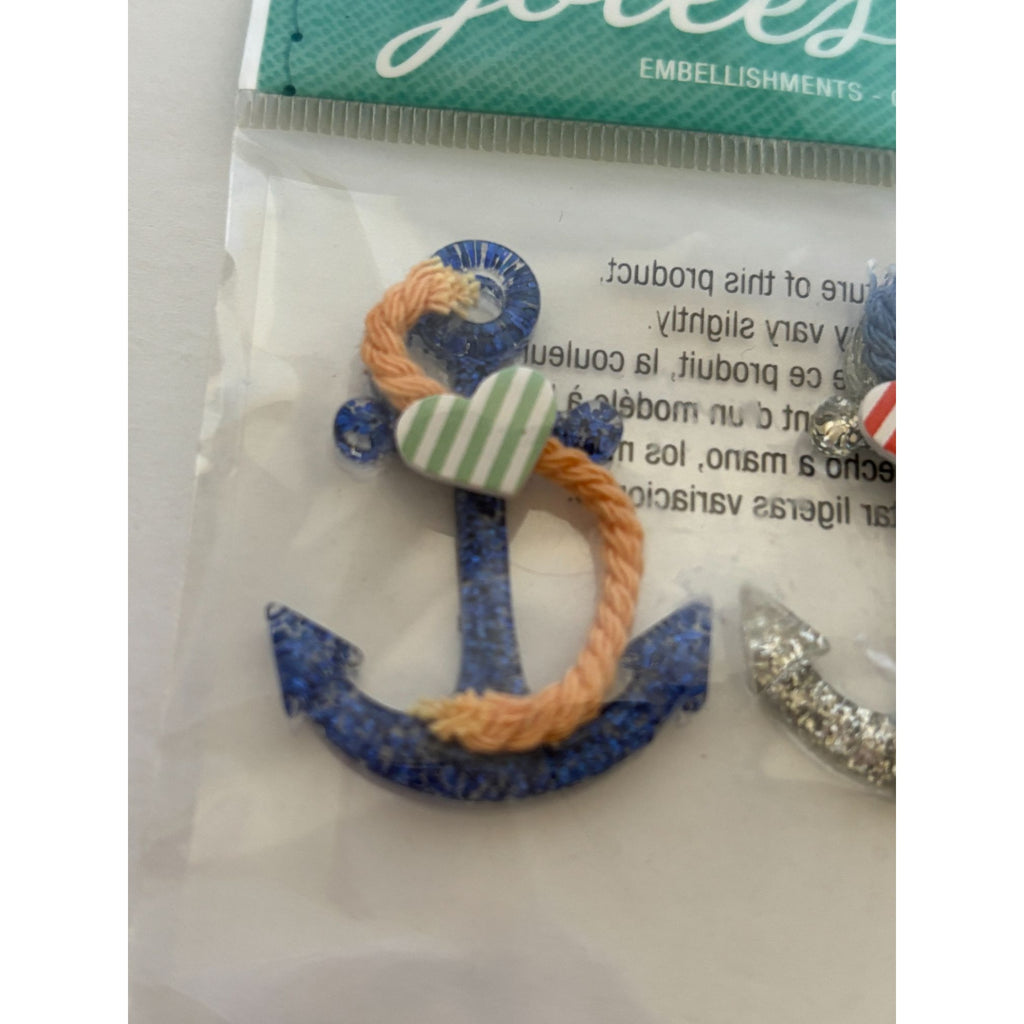 Jolees Boutique Nautical Anchors Repeat Embellishments Glitter Rope Accents 6 Pc