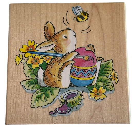 Penny Black Rubber Stamp Painter and Bee Bunny Painting Easter Egg Card Making