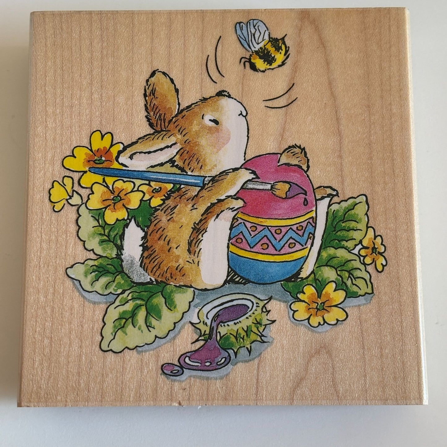 Penny Black Rubber Stamp Painter and Bee Bunny Painting Easter Egg Card Making