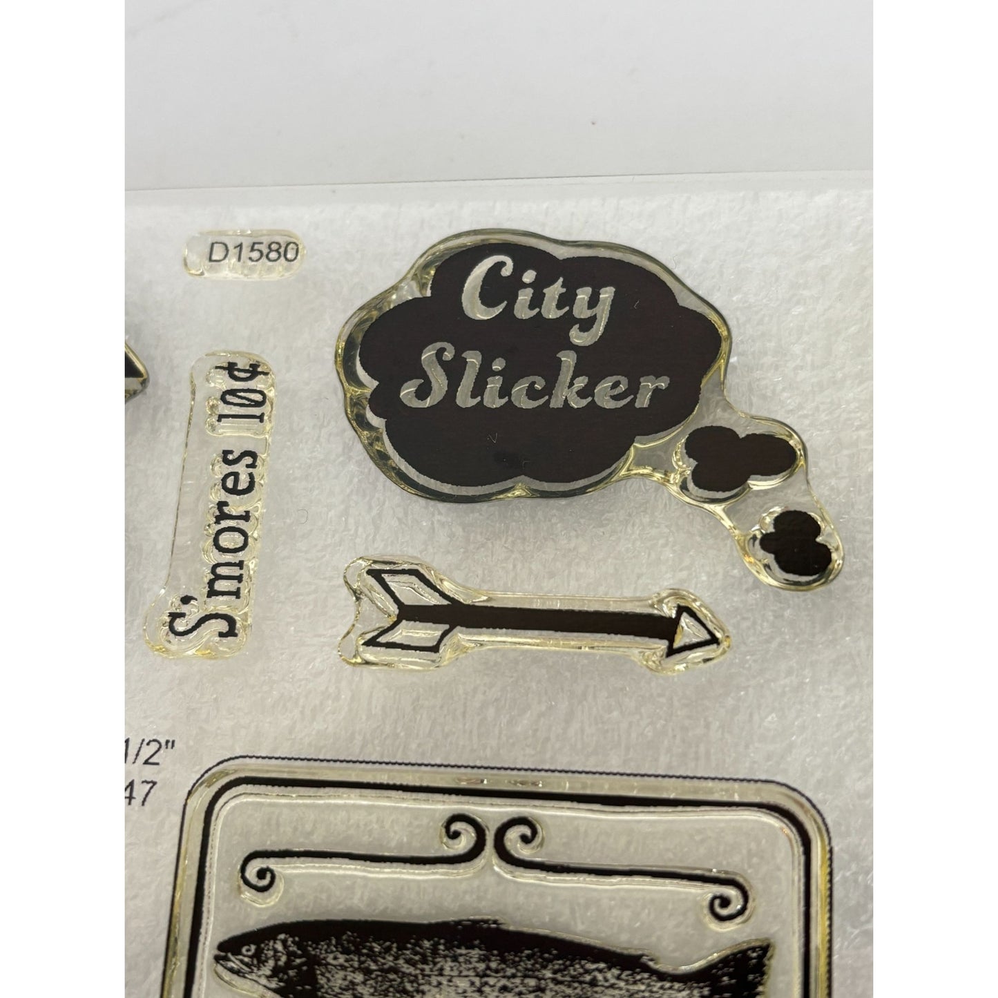 CTMH Acrylic Stamp Set Catch You Later Bicycle Gone Fishing S'Mores Funny D1580