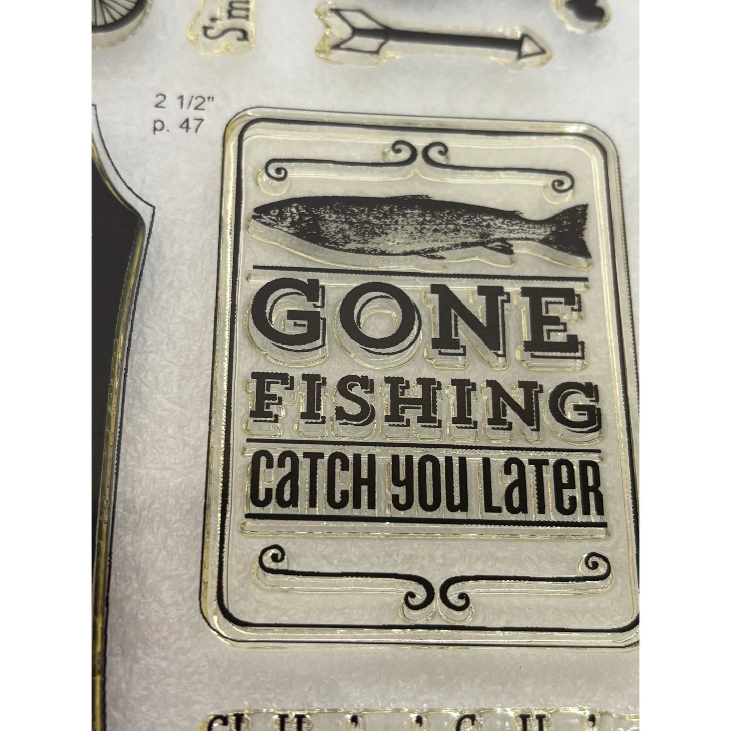 CTMH Acrylic Stamp Set Catch You Later Bicycle Gone Fishing S'Mores Funny D1580
