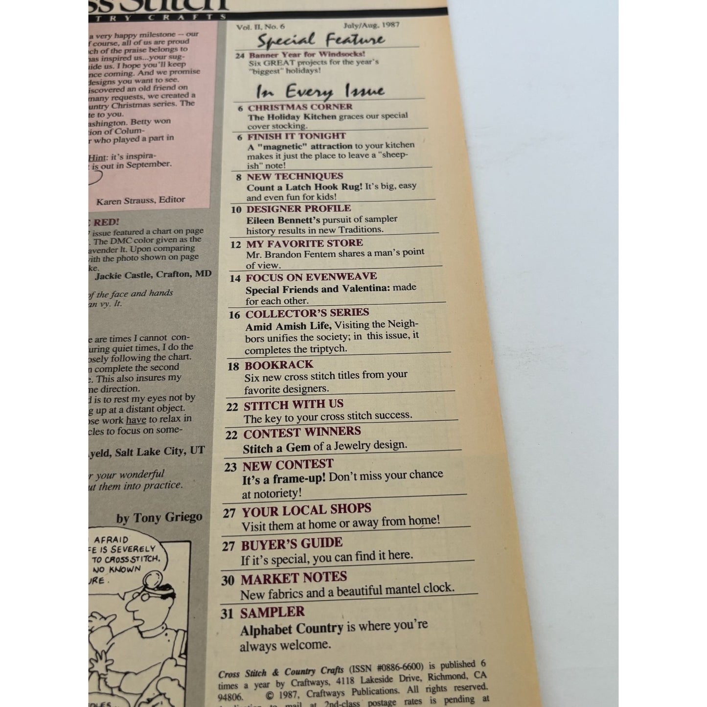 Cross Stitch and Country Crafts Magazine Holiday Stocking Christmas July 1987