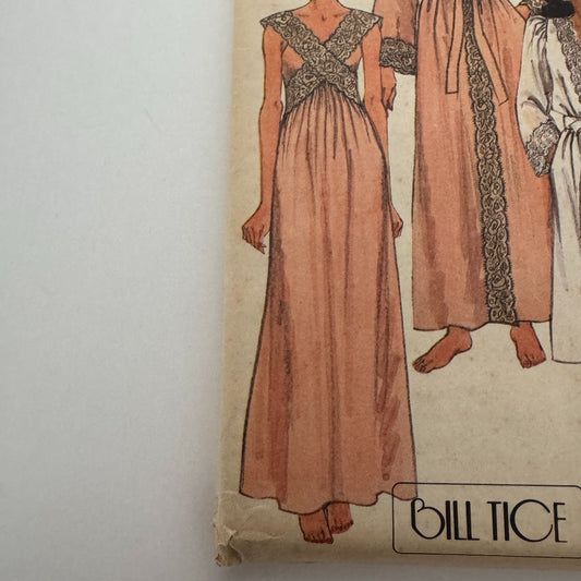 McCalls Sewing Pattern 8795 Misses Robe Nightgown Pajamas Size 12 Vintage 1980s