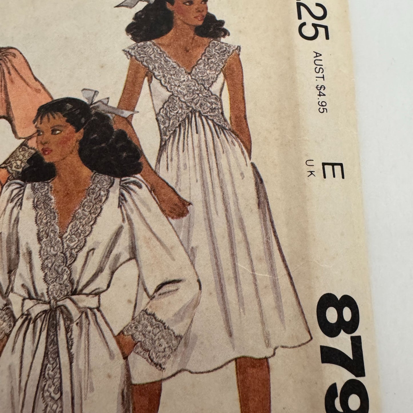 McCalls Sewing Pattern 8795 Misses Robe Nightgown Pajamas Size 12 Vintage 1980s