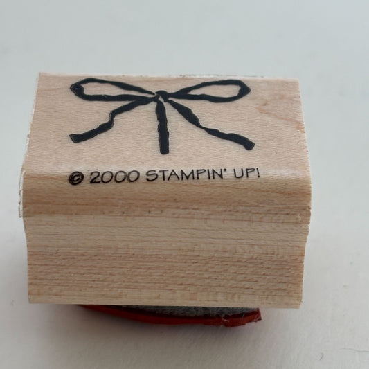 Stampin Up Wood Rubber Stamp Gift Bow Ribbon Christmas Present Holiday Craft
