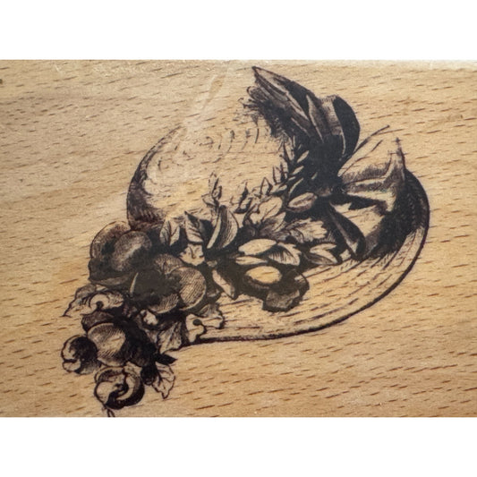 Floral Hat Wooden Rubber Stamp Mothers Day Easter Hat Spring Victorian Fashion