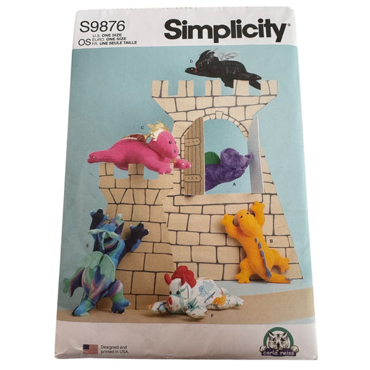 Simplicity Sewing Pattern S9876 Plush Dinosaur and Dragon Stuffed Animals Toys