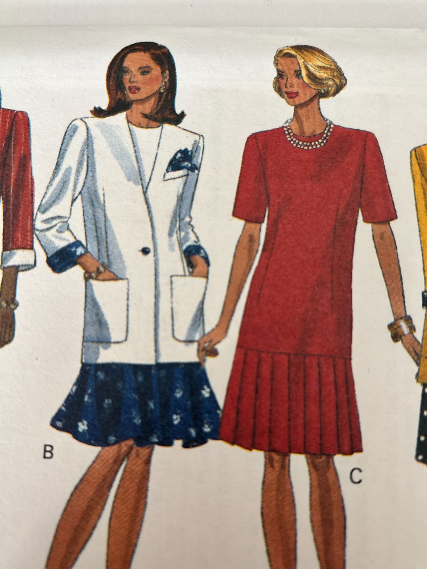 Butterick Sewing Pattern 6643 90s Jacket Dress Flounce Hem 1990s 6 8 10 Uncut