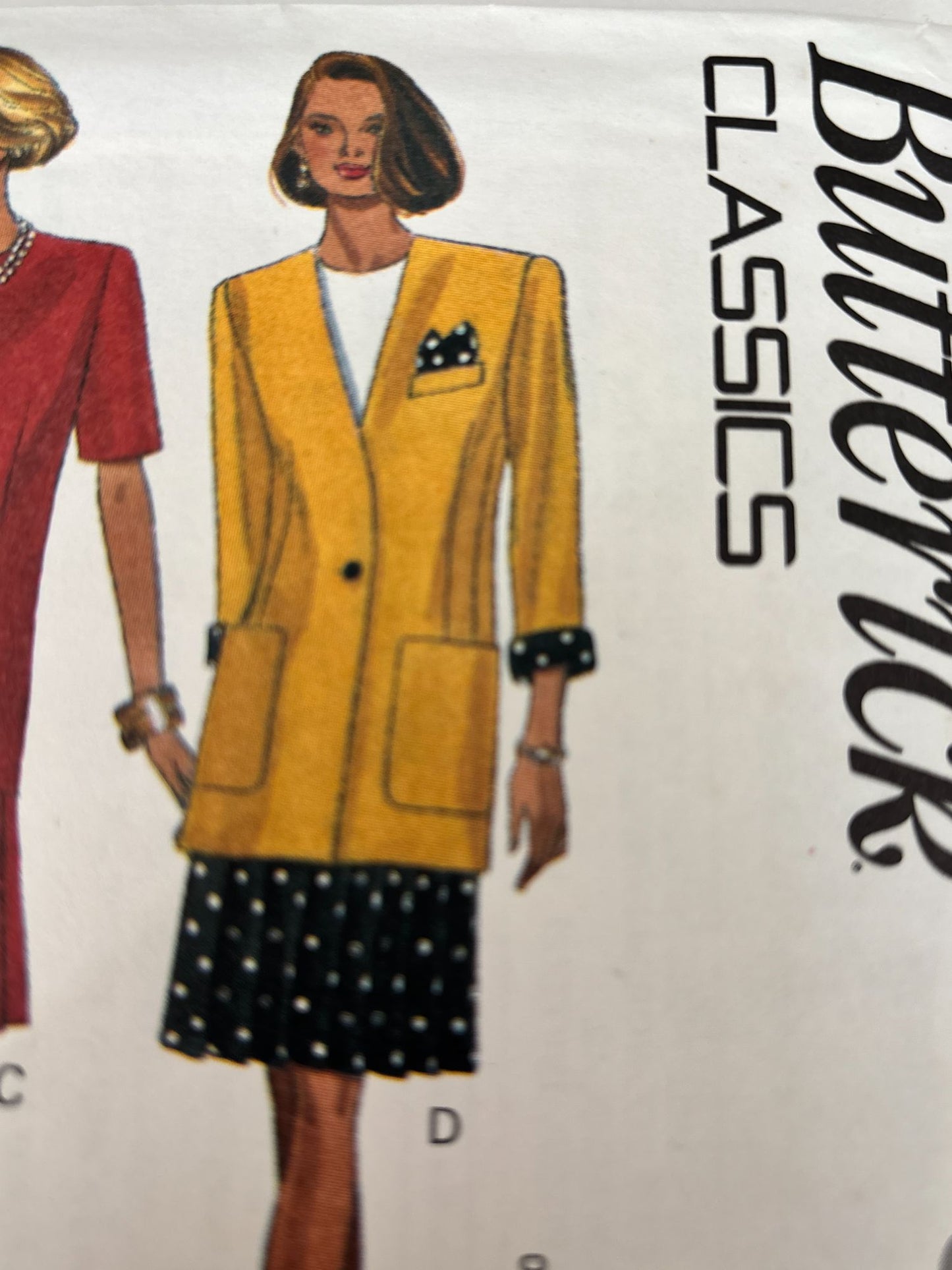 Butterick Sewing Pattern 6643 90s Jacket Dress Flounce Hem 1990s 6 8 10 Uncut