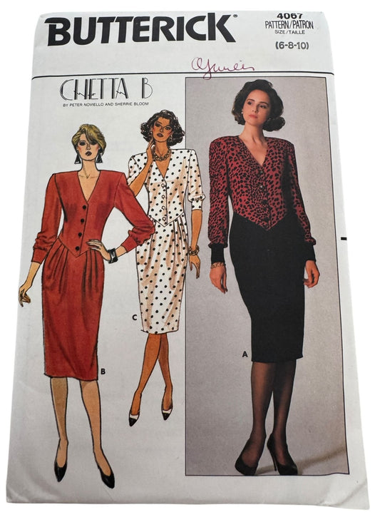 Butterick Sewing Pattern 4067 Misses Dress Structured 1980s Sizes 6-10 Uncut